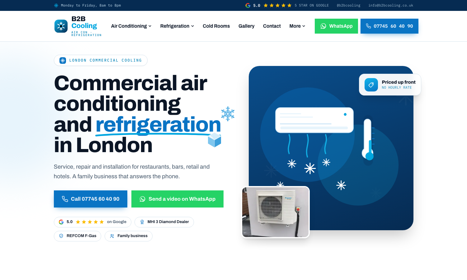 A finished website built for a local business